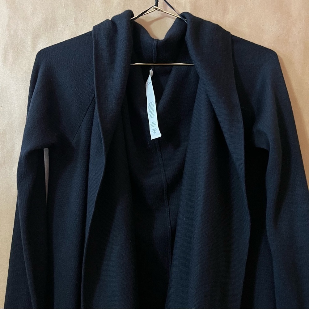 Lululemon | Reflection Wrap Cardigan Sweater Waterfall Open Front Black Size 8 - Picture 3 of 14